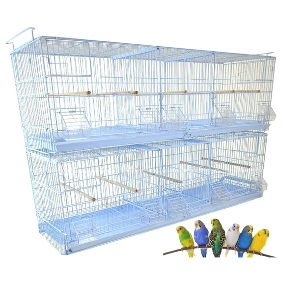 LOT of Two 38"x11"x15"H Stackable Breeder Bird Flight Triple Cages with Removable Double Center Divider and Breeding Nest Box Doors