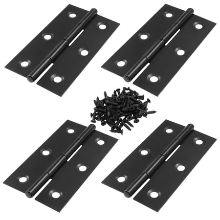 4PCS 3 Inch Stainless Steel Door Folding Butt Hinges, Black Metal Bisagras para Puertas with Screws for Door, Furnitures, Windows, Cabinet,Cupboard, Dressers