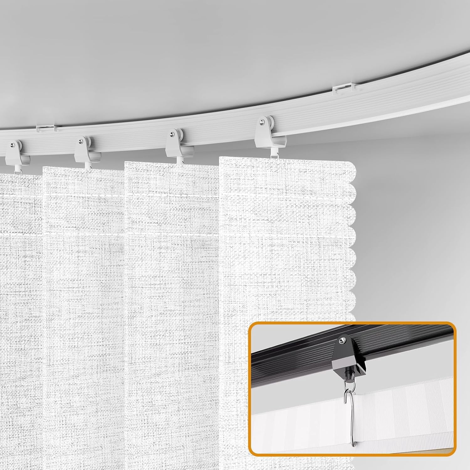 Hanging Accordion Room Divider with Track System - Ceiling-Mounted Partition Curtain, Simple Installation(White 100" W x 108" L-Pack of 1)