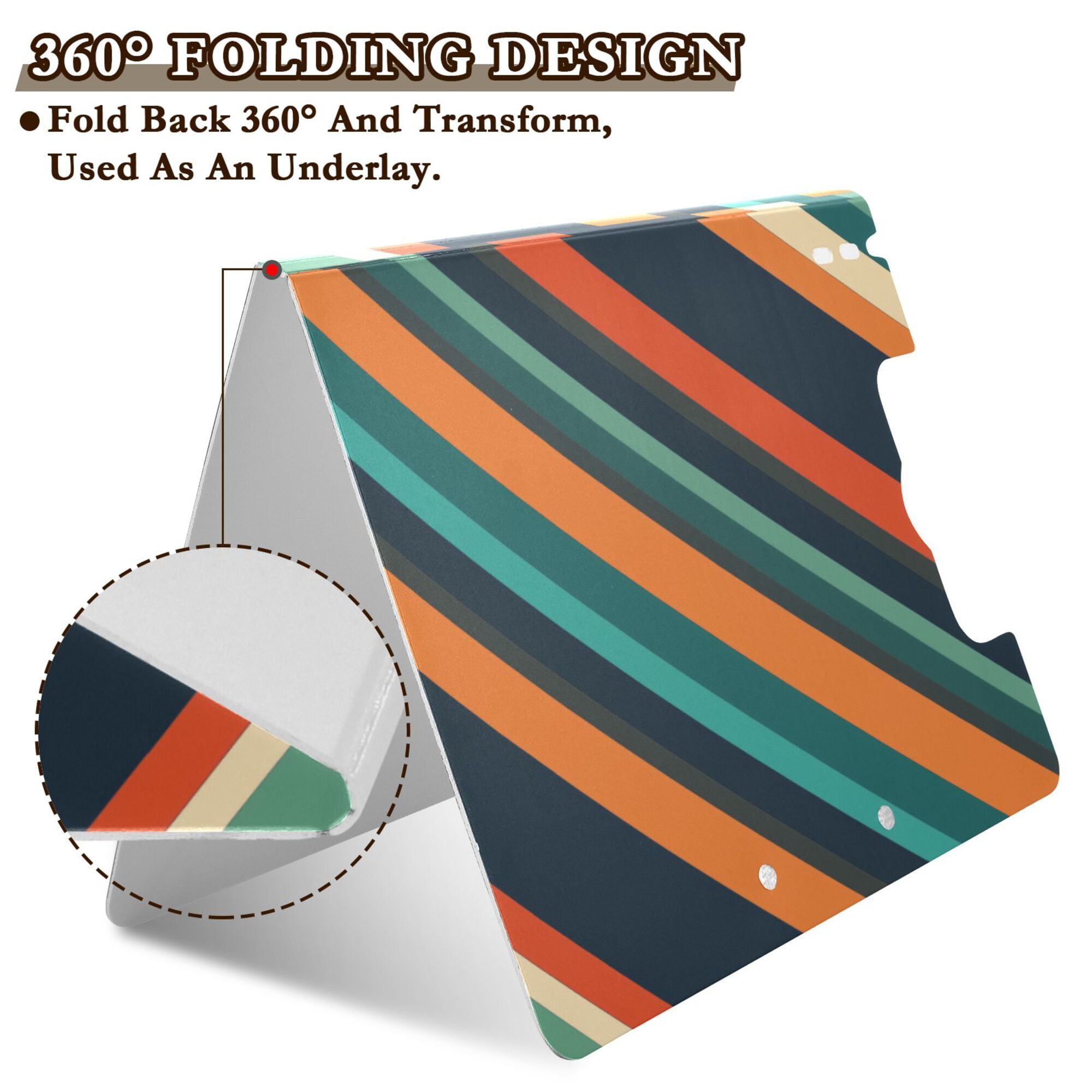 FORMRS A4 Clipboard Folder with Pen Holder Horizontal Foldable School Office Binder, Retro Stripes