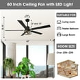 thumbnail image 6 of Vaczon 60" Industrial Matte Black Large Smart DC Motor Ceiling Fan with Light and Remote, APP Control, 6 of 17