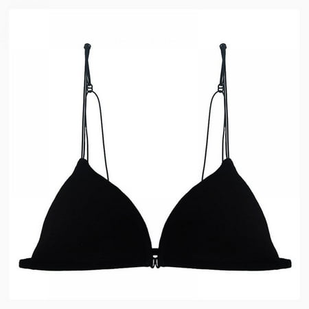 

UP TO 15% OFF! Women s Wireless Bra Triangle Bralettes Front Closure Halter Bras Black 38/85ABC