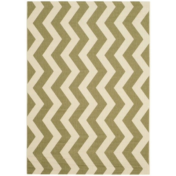 SAFAVIEH Courtyard Ayden Chevron Indoor/Outdoor Area Rug, 4' x 5'7", Green/Beige