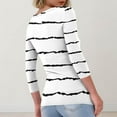 thumbnail image 3 of Mlqidk Fitted Shirts for Women Casual 3/4 Length Sleeve Slim Tops Trendy Boat Neck Knit T-Shirt Striped Print Ribbed Pullover Outfits White 2XL, 3 of 4