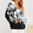 thumbnail image 6 of Deals up to 50% off LEBONYARD Womens Coats Clearance under $10,Women's Casual Printed Long Sleeve Zipper Hooded Tops Blouse with Pocket Sweatshirt Jackets White XXXL, 6 of 6