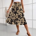 thumbnail image 6 of Skirts for Women Skirt Elegant Floral Pleated Midi Skirt for Women Lightweight Comfort A-Line Design Summer Fashion High-End Khaki M, 6 of 8