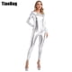 thumbnail image 2 of Body metálico de una pieza para mujer, ropa de club, ropa de baile brillante, cuello redondo, manga larga, corte ajustado, cuerpo entero, disfraces de festival, 2 of 5