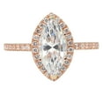 thumbnail image 5 of 2.38 ct Marquise Cut Real Genuine Natural Diamond SI1-SI2 G-H 14K Rose Gold Halo Promise Wedding Statement Engagement Designer Ring W/ Crystal side stones size 9.5, 5 of 7