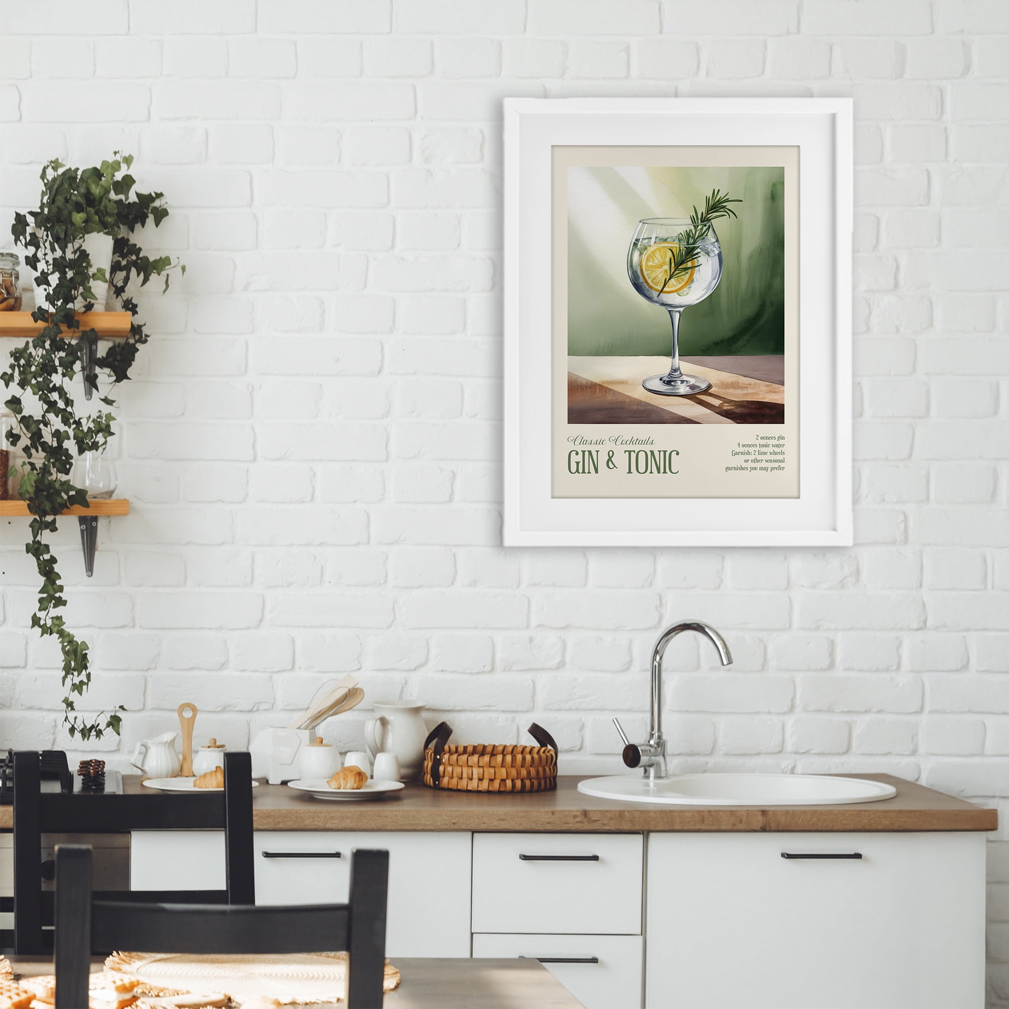 Stupell Industries Gin & Tonic Sun Rays White Framed Print Under Glass, design by Andreas Magnusson