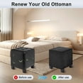thumbnail image 4 of Uxcell 2-Pack 13" x 13" x 15" Fundas de otomán cuadradas estirables de tela de terciopelo para protector de taburete para sala de estar interior [Negro], 4 of 7