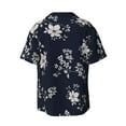 thumbnail image 2 of Vsdgher Retro Flower Print Men's Wrinkle Free Untucked Cuban Shirt Business Casual Button Down Shirts Short Sleeve Shirt, 2 of 7