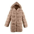 thumbnail image 4 of BLTIBY Fur Coat for Women Hooded,Faux Furry Cropped Fluffy Jacket Winter Fall Open Front Coats Shaggy Warm Elegant Comfy Long Sleeve Outerwear 2024 Khaki XL, 4 of 5