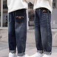 thumbnail image 2 of Boys Baggy Jeans Size 18-20 Elastic Waist Pull on Baggy Demin Jeans Relaxed Fit Stretchy Soft Trousers Streetwear Back To School, 2 of 6
