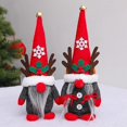 thumbnail image 4 of Muñeco de peluche de gnomo de Papá Noel hecho a mano con cuernos de ciervo, duende navideño, 4 of 5