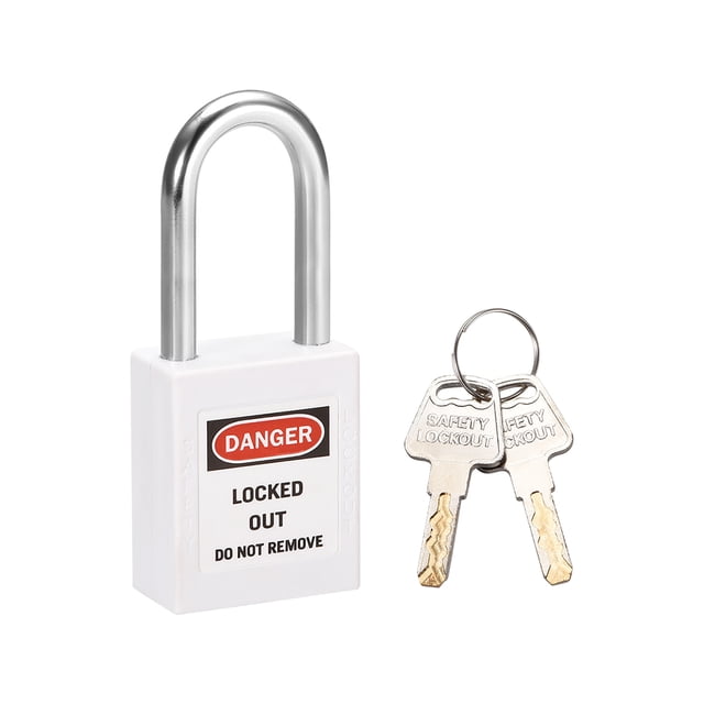 Uxcell Candado de Bloqueo Tagout con Llave, Candados de Acero Nylon Blanco 1 pieza