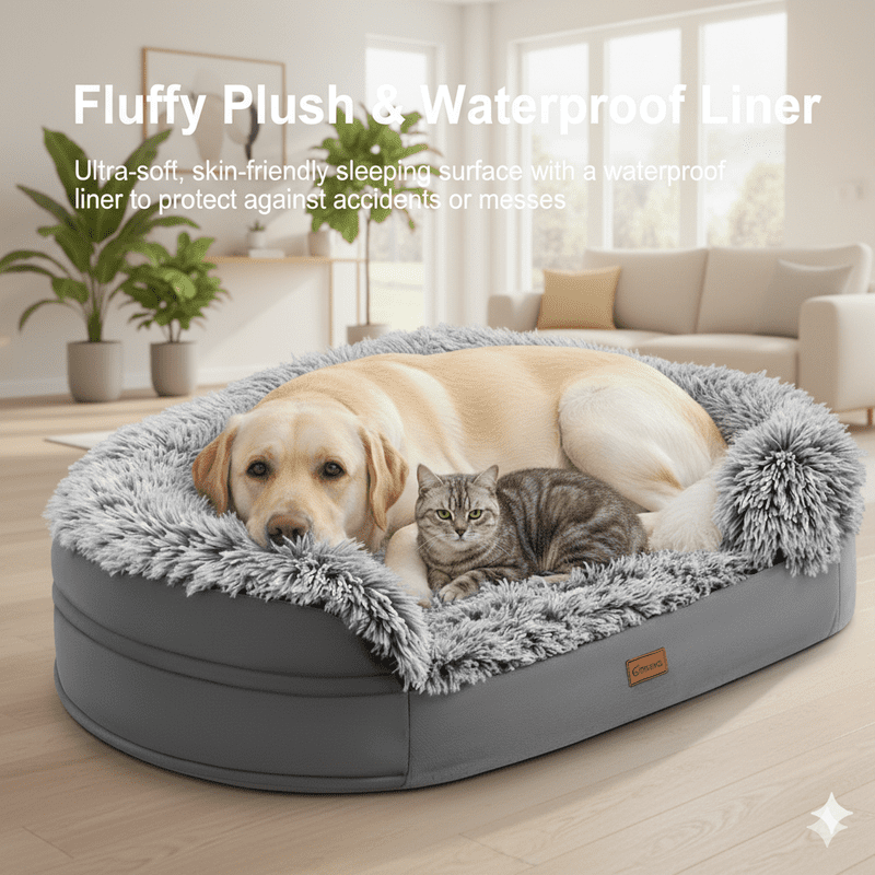 Gimars Orthopedic Egg Foam Dog Bed for Large Dogs with Bolsters, Waterproof, Removable Cover, Soft Support for Aging, Medium, Small Dogs,L
