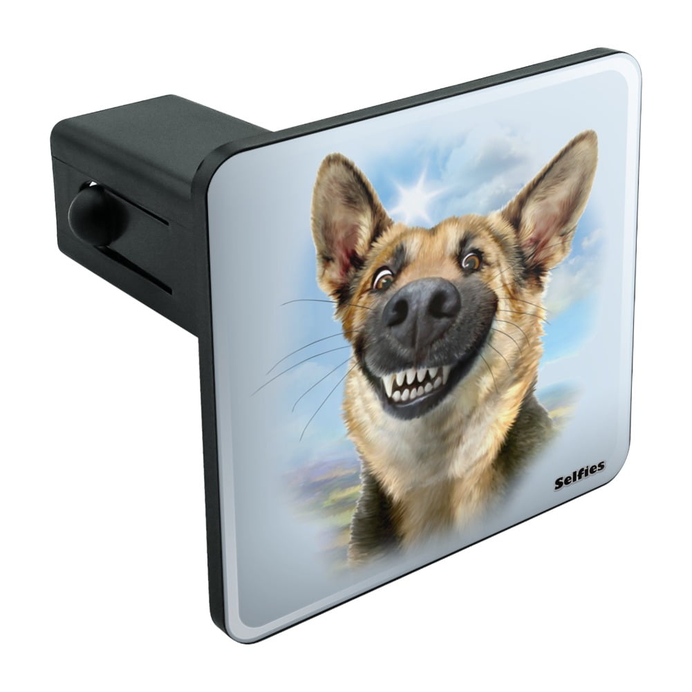 German Shepherd Dog Selfie Tow Trailer Hitch Cover Plug Insert 1 1/4