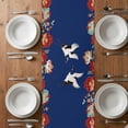 thumbnail image 4 of Table Runner 108 Inches Long for Kitchen Dining, Blue Crane Dresser Scarf Farmhouse, Dining Table Decorations for Wedding/Parties, Vintage Red Teal Spring Floral Botanical 13 x 108 In, 4 of 8