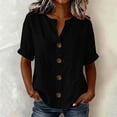 thumbnail image 7 of Guluxicc Button Up Shirt Women Short Sleeve Cotton Button Front Solid Color Casual Summer Outdoor Wear Trendy Tops, 7 of 7
