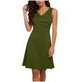 thumbnail image 7 of Busydd Womens Dresses Fashion V Neck Pleated Summer Dress Solid Color Sleeveless Casual Dresses for Women 4XL, 7 of 7