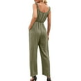 thumbnail image 3 of Defitshape Women's Sexy Jumpsuit One Piece Jumpers Wide Leg Backless Fall Elegant Fitted High Waist Jump Suit Green Small, 3 of 4