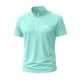 thumbnail image 2 of Blusa y camisa de manga corta con cuello alto para hombre, de verano, de color liso, ajustada, deportiva, con cremallera, de manga corta, con cuello alto., 2 of 5