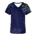 thumbnail image 5 of Yufatyle Short Sleeve V-Neck Halloween Scrub Tops with Pockets Nurse Shirts for Women Holiday Top Work UniformsBlue XL, 5 of 5