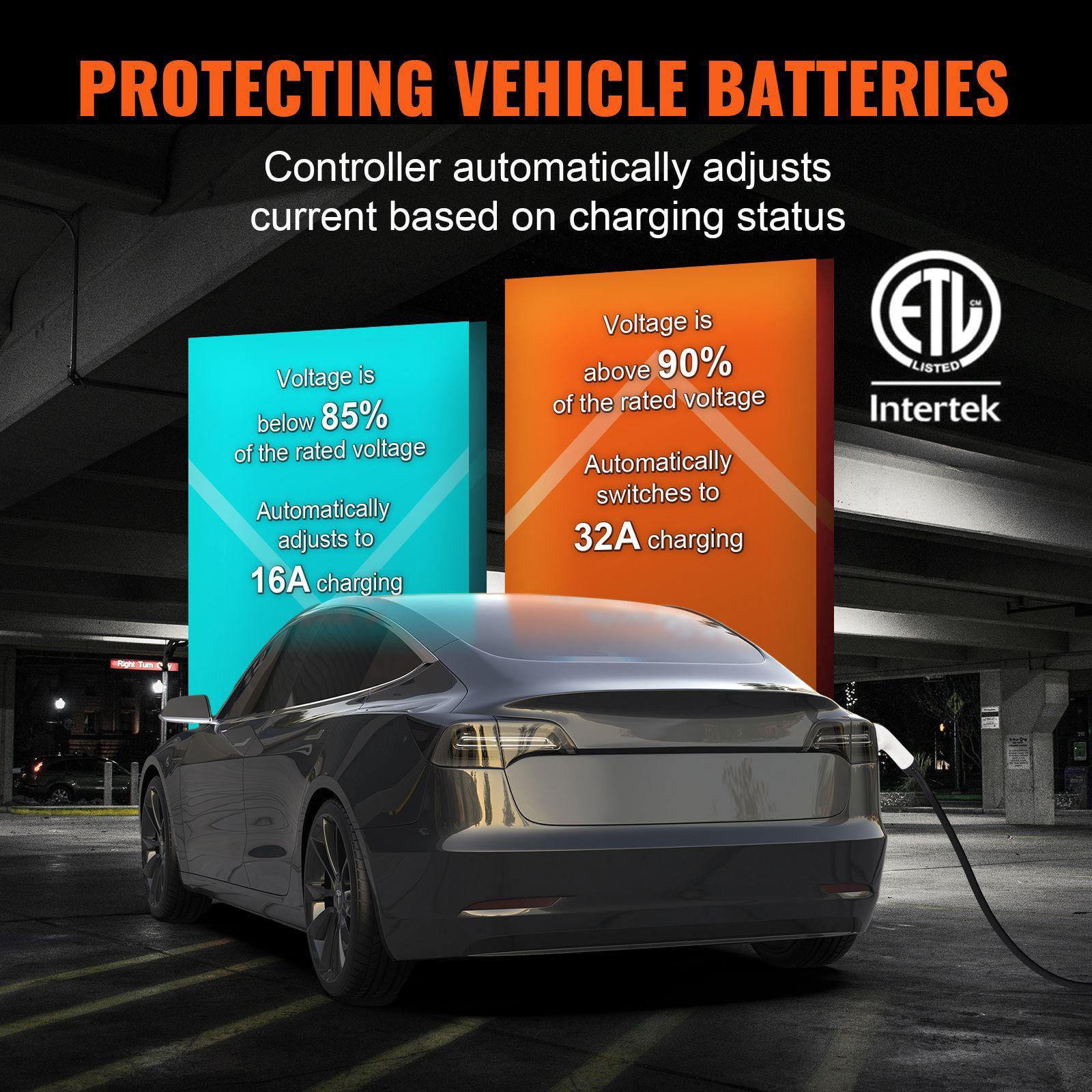 Level 2 Portable EV Charger 32 Amp 240V with 28ft Cable NEMA 14-50 Plug Adjustable 16 20 24 32A Current for SAE J1772 Electric Vehicles