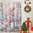 thumbnail image 5 of Watercolor Christmas Snowman Shower Curtain for Bathroom, Country Floral Art Waterproof Shower Curtains Washable Quick Dry with Hooks Bathtub Curtains 72x72IN, 5 of 9