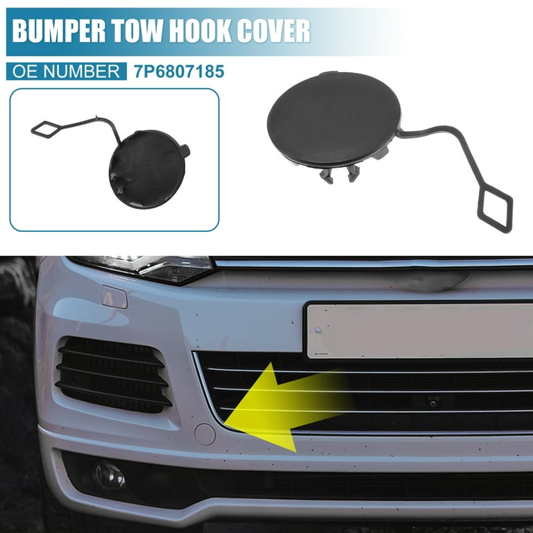 Car Front Bumper Tow Hook Cover 7P6807185 for VW Touareg 2011-2014 Tow Hook  Eye Lid Trailer Cap Black 