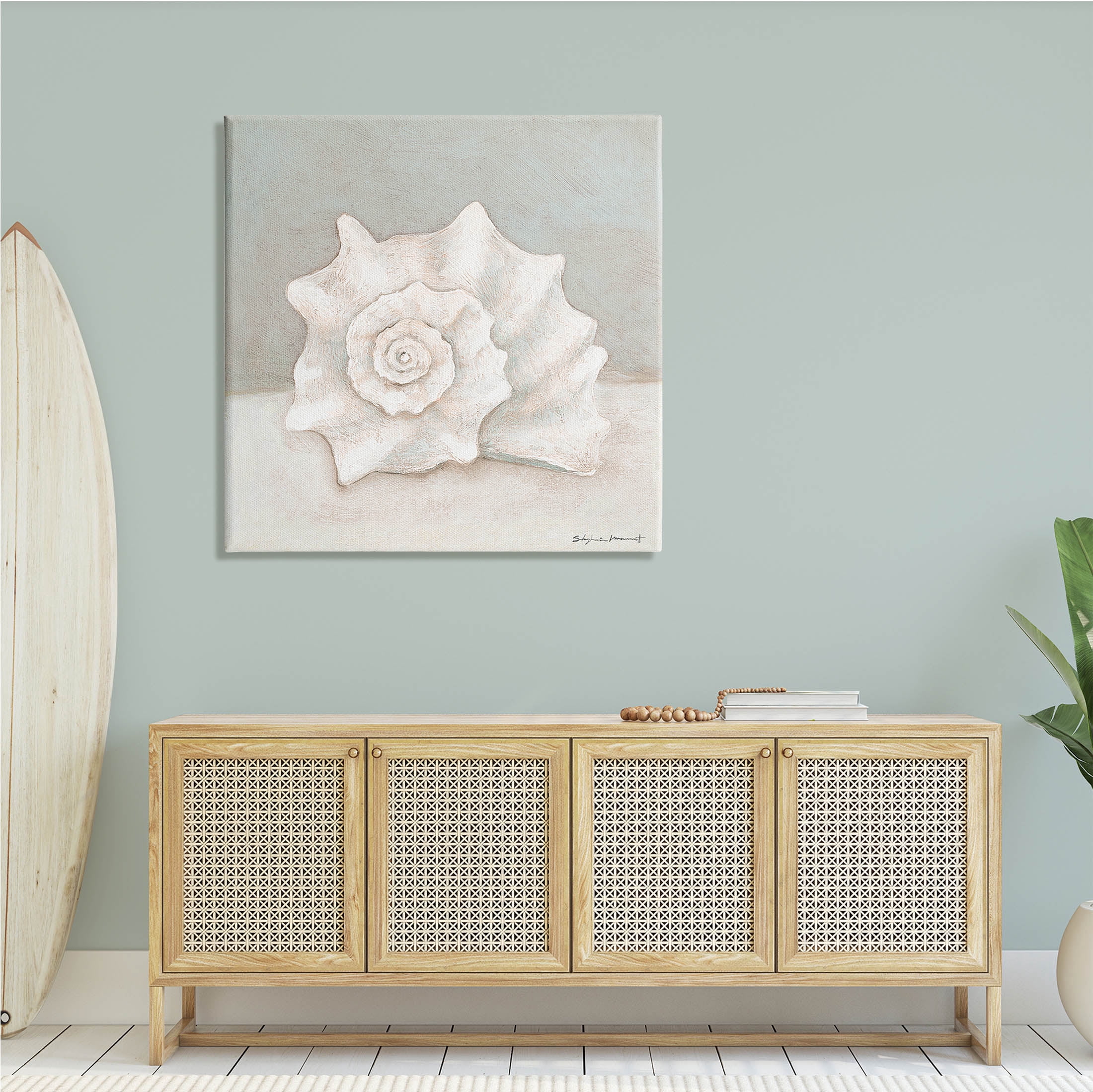 Stupell Industries Conch Shell Minimal Beige Grey Seashell Nautical Animal, 36 x 36, Design by Stephanie Workman Marrott
