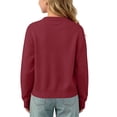 thumbnail image 5 of Xaqiouau Little Girls Button Down Cardigan Sweater Crew Neck Long Sleeve Knitted Solid Color Casual Coat Fall Winter School Daily Wear Wine 8-9Years, 5 of 8
