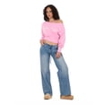 thumbnail image 2 of Forever 21 Women's Pink Off-the-Shoulder Sweatshirt, New York Graphic Print for Casual Streetwear Style, XS, 2 of 6