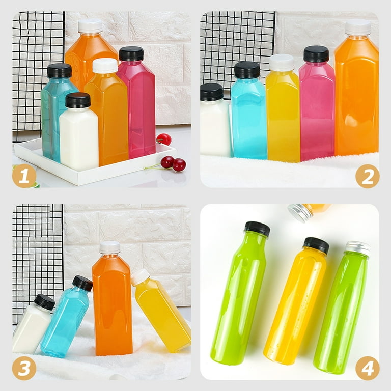 TINKSKY 15pcs Empty Beverage Containers Plastic Juice Bottles with Lids for  or Juice Milk 