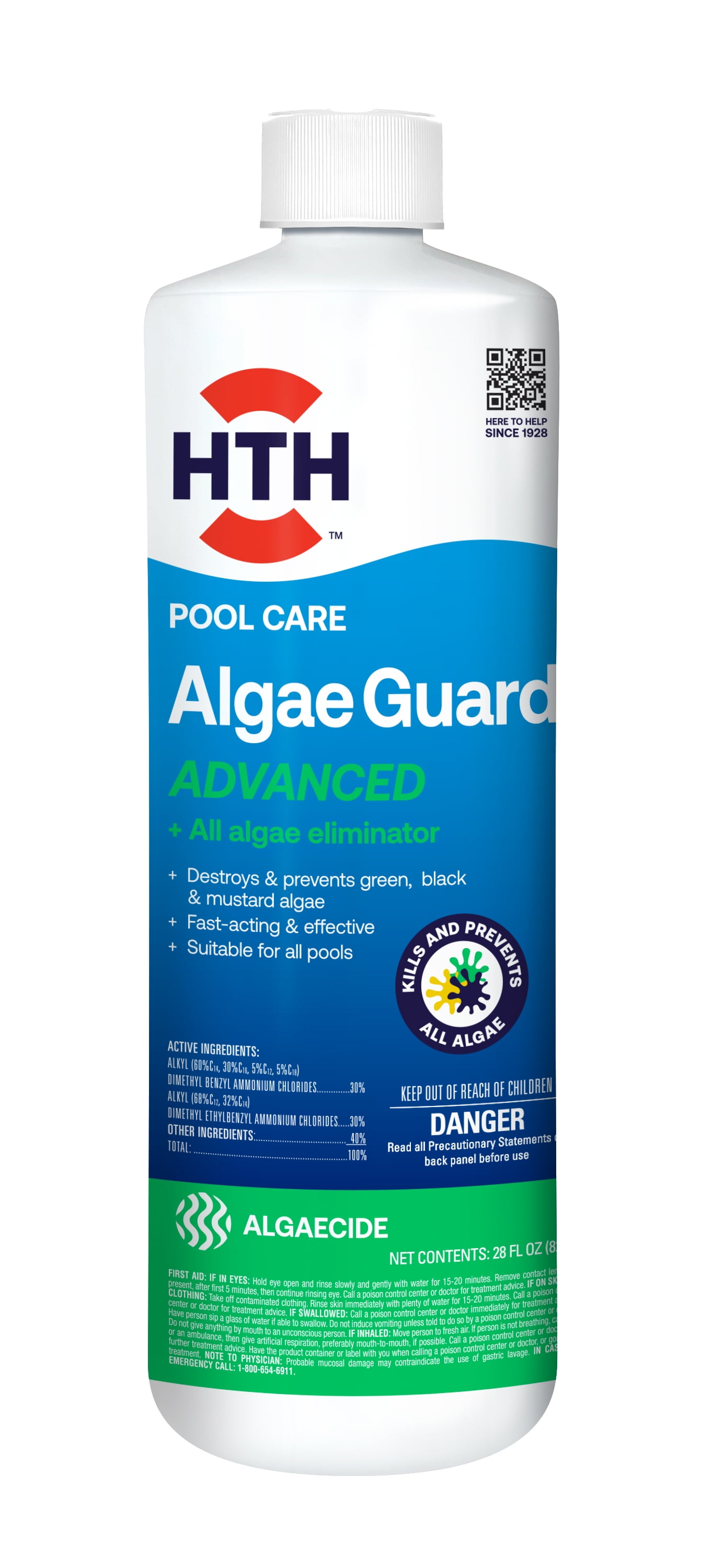 (3 pack) HTH Algae Guard Advanced — Liquid, 28 fl oz — Pool Algaecide Compatible with All Pool Types