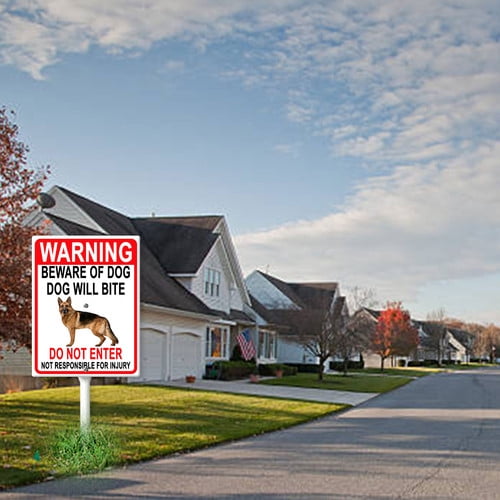 Soliyoahee Beware of Dog Will Bite Do Not Enter Not Responsible for Injury Yard Sign with Stake 8x12inch Rustproof Aluminum Lawn DecorationsWarning Sign for Outdoor Road Street Garden Decor