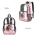 thumbnail image 2 of SEANATIVE Kids Transparent Backpack Clear Bookbag See Through Clear Bag for Sport Music Events Travel Security PVC Transparent Backpacks for Boys Girls, Horse Pink Flower, 2 of 7