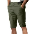 thumbnail image 2 of BUWTTED Mens Casual Pants Stretchy 5 Inch Summer Bermuda Golf Shorts Comfortable Outdoor Flat Front Sports Business Green Pants L, 2 of 7