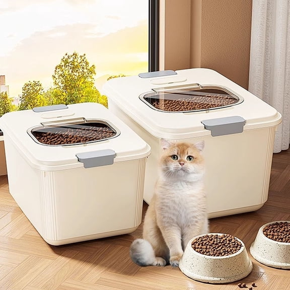 Clearance Under $10 Airtight Pet Food Storage Container – Keep Dog & Cat Kibble Fresh with Measuring Cup (12-15 lbs)