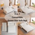thumbnail image 4 of 63.8" Queen Pull Out Sofa Bed with Side Storage Pockets and Wheels, 3-in-1 Convertible Sleeper Sofa with Removable Cushions, Modern Velvet Recliner Bed for Living Room, Bedroom, Office,  Beige, 4 of 9
