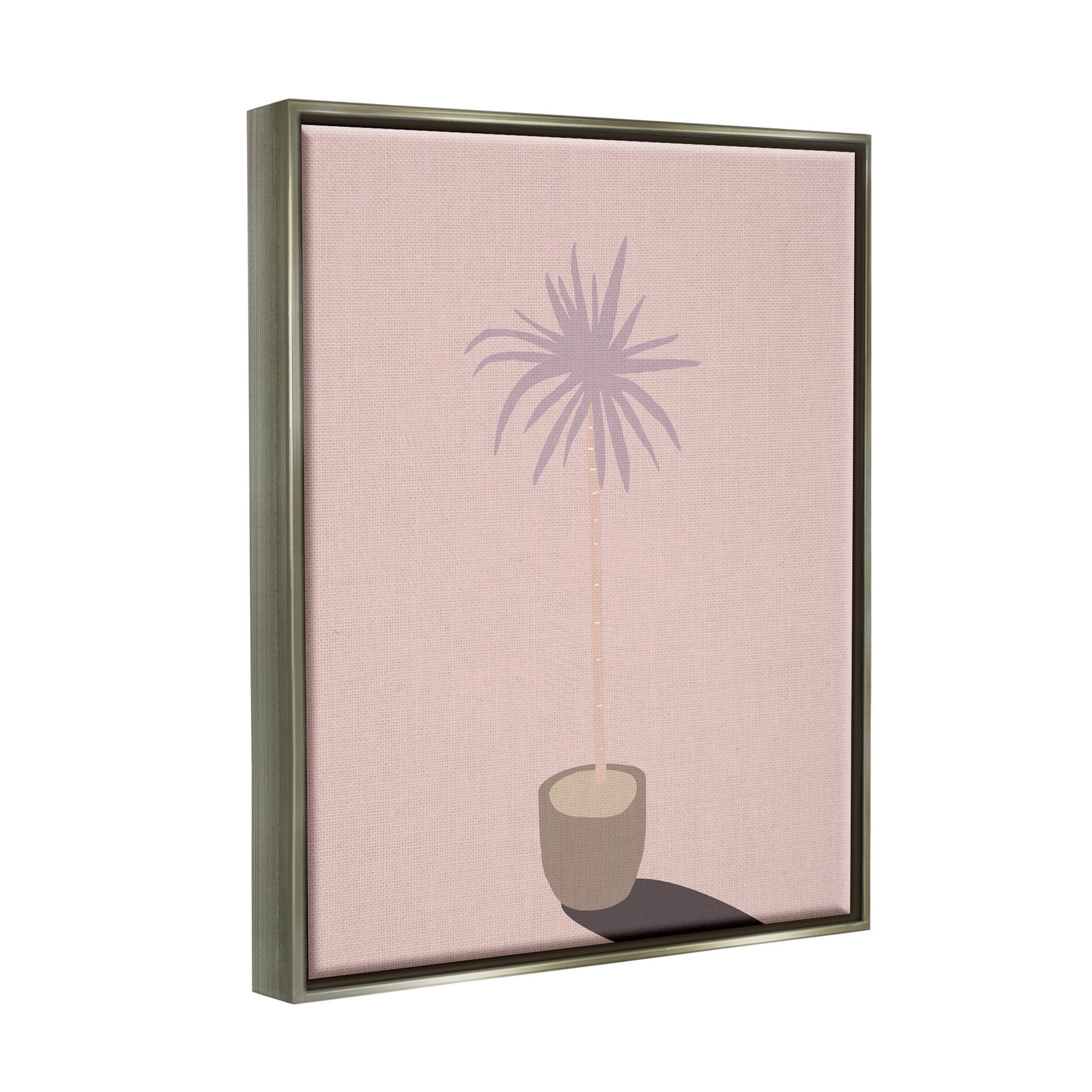 Pink Potted Palm Plant Botanical & Floral Graphic Art Luster Gray Framed Art Print Wall Art