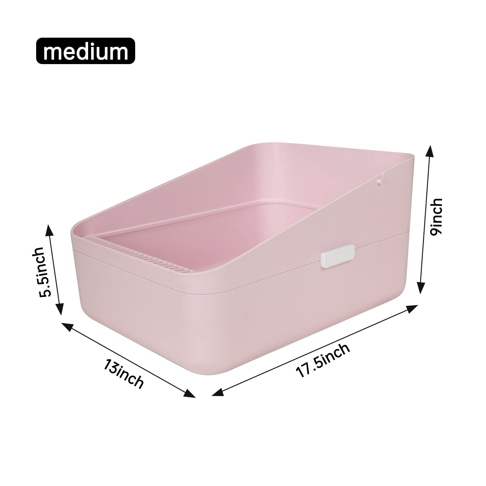 Open High-sided Litter Box: Pink Medium Anti-scatter Design - Self-cleaning Sifting Tray Low Tracking For Small Cats