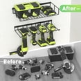 thumbnail image 3 of Yeabett Power Tool Organizer, 2 Layers Storage Rack with 4 Drill Holders, Heavy Duty Metal Floating Tool Shelf Garage Wall Mounted, 3 of 7
