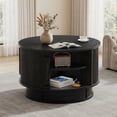 thumbnail image 6 of Pikvki Rotatable Round Coffee Table with Storage & Fluted Sliding Doors, 31.5" Modern Wooden Center Table for Living Room, Black, 6 of 7