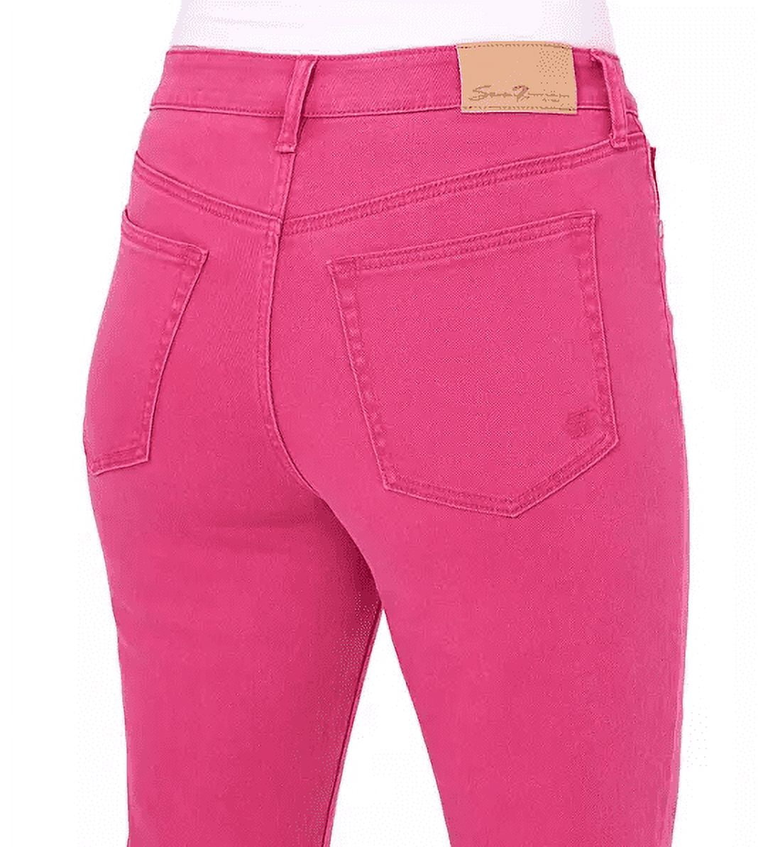 Seven 7 Women's High Rise Slim Straight Jean (Pink, 4