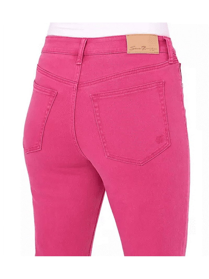 Seven7 Women's High Rise Straight Leg Jeans - Stretch Denim Cropped Jeans With Raw Hem
