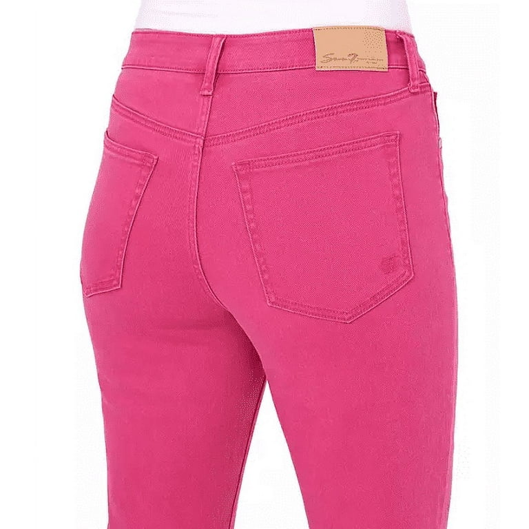 Seven 7 Women's High Rise Slim Straight Jean (Pink, 4