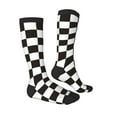 thumbnail image 3 of Balery Black and White Checkerboard Printed Novelty Socks Men's Women's Crew Socks Sports Socks Knee High Socks Cotton Socks Quirky and Cool Socks, 3 of 9