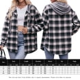 thumbnail image 2 of Camisa Blusas de otoño para mujer, camisa a cuadros informal con cuello de solapa, atuendo diario de estilo Vintage Ygjytge Negro S para Mujer, 2 of 7
