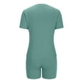 thumbnail image 4 of Deal of The Week Women's Short Sleeve Tops Womens Lounge Sets Short Sleeve with Shorts Pullover Jogger Outfit Summer Casual Tracksuits Ndbuld Green L, 4 of 5